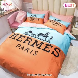 [SALE] Hermes Paris Orange Luxury Brand Premium Bedding Set Bedspread Duvet Cover Set Home Decor