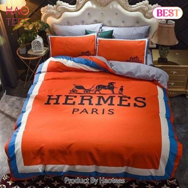 [SALE] Hermes Paris Premium Logo Luxury Brand Bedding Set Home Decor