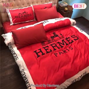 [SALE] Hermes Paris Red Luxury Brand Premium Bedding Set Bedspread Duvet Cover Set Home Decor