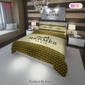 [SALE] Hermes Paris Yellow Fashion Luxury Brand Premium Bedding Set Home Decor
