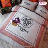 [SALE] Hermes Premium Logo Luxury Brand Bedding Set Home Decor
