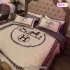 [SALE] Hermes White Luxury Brand Bedding Set Home Decor