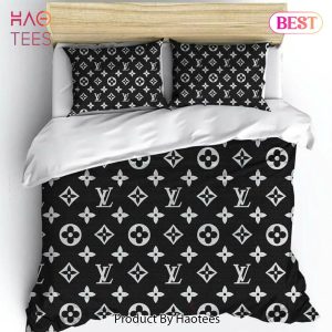 [SALE] Louis Vuiton Black Luxury Fashion Brand Bedding Set