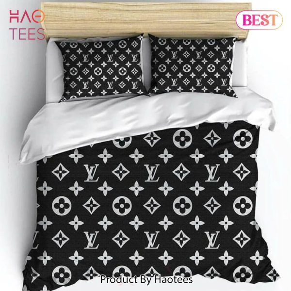[SALE] Louis Vuiton Black Luxury Fashion Brand Bedding Set