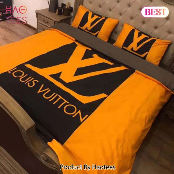 [SALE] Louis Vuiton Orange Logo Luxury Brand Bedding Set Home Decor