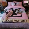 [SALE] Louis Vuitton Amazing Logo Brand Bedding Set Bedspread Duvet Cover Set Home Decor
