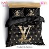 [SALE] Louis Vuitton Black Gold Luxury Brand High-End Bedding Set LV Home Decor