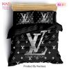 [SALE] Louis Vuitton Black Luxury Brand Bedding Set Duvet Cover Bedspread Home Decor