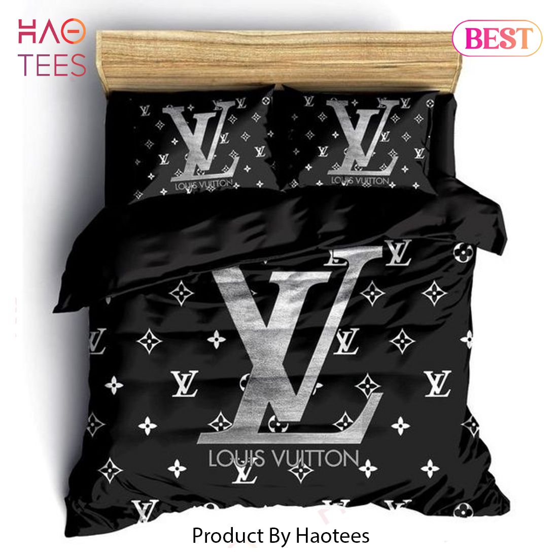 [SALE] Louis Vuitton Black Luxury Brand Bedding Set Duvet Cover Bedspread Home Decor Luxury Store