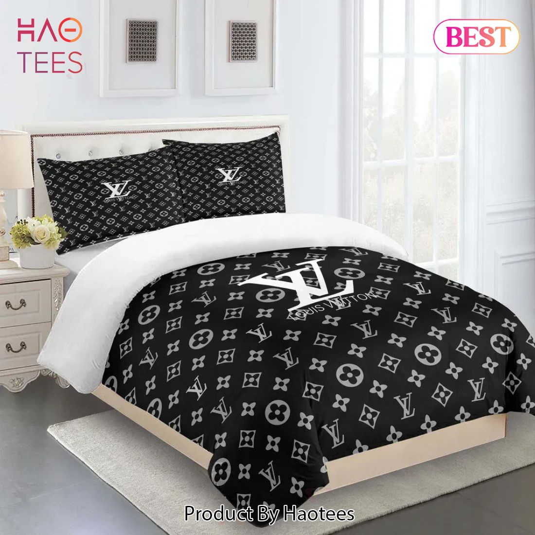 [SALE] Louis Vuitton Black Luxury Brand Limited Premium Fashion Bedding Set Home Decor Luxury Store