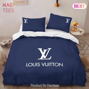[SALE] Louis Vuitton Blue Logo Limited Edition Luxury Brand High-End Bedding Set LV Home Decor