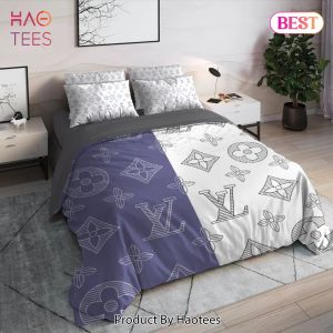 [SALE] Louis Vuitton Blue White Luxury Brand High End Premium Bedding Set Home Decor