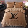 [SALE] Louis Vuitton Brown Brand Bedding Set Bedspread Duvet Cover Set Home Decor