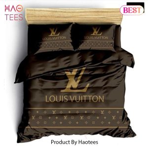 [SALE] Louis Vuitton Brown Fashion Logo Luxury Brand Premium Bedding Set Home Decor