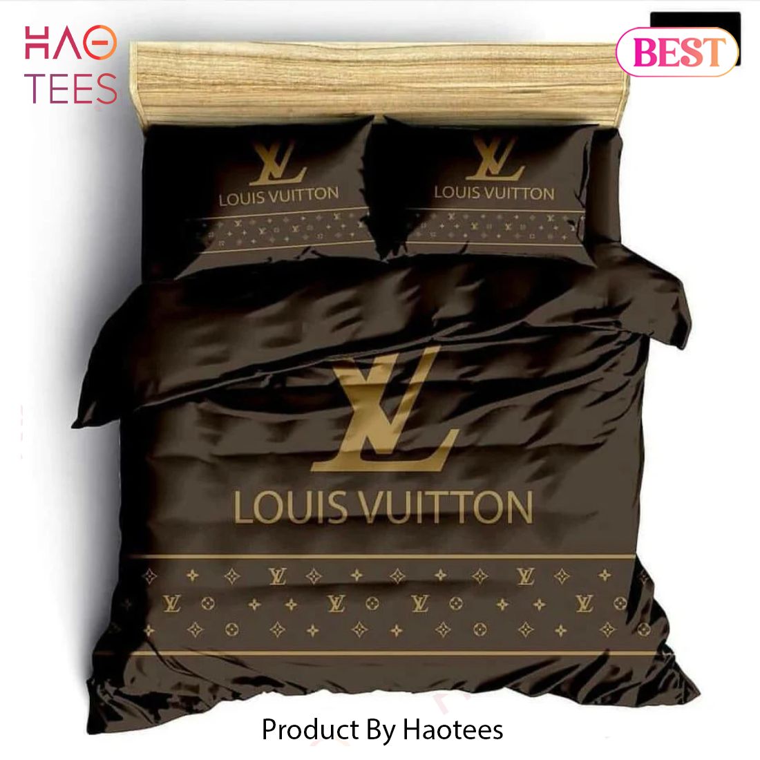 NEW FASHION] Louis Vuitton Golden Logo Brown Black Luxury Brand