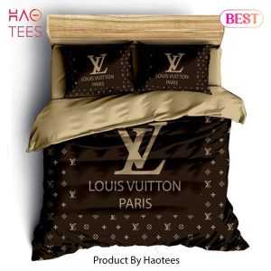 [SALE] Louis Vuitton Brown Luxury Brand Bedding Set Duvet Cover Bedspread Home Decor