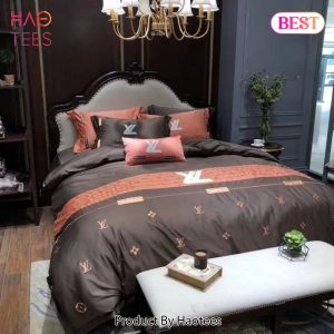 [SALE] Louis Vuitton Brown Luxury Brand Bedding Set Duvet Cover Home Decor