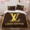 [SALE] Louis Vuitton Brown Yellow Logo Premium Luxury Brand High-End Bedding Set LV Home Decor