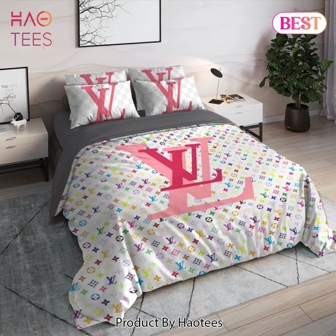 [SALE] Louis Vuitton Colorful Luxury Brand High End Premium Bedding Set Home Decor Luxury Store