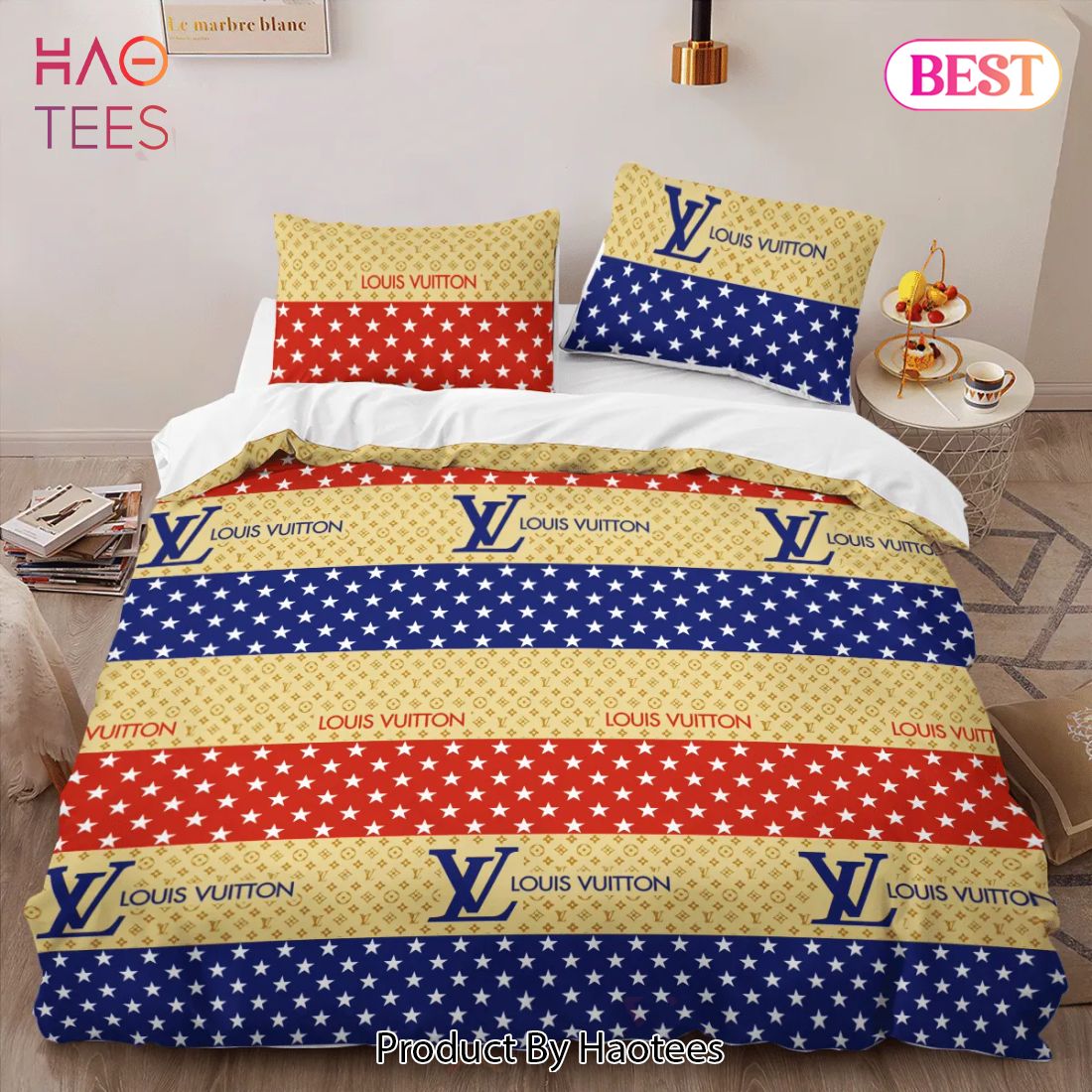 [SALE] Louis Vuitton Colorful Luxury Brand High-End Bedding Set LV Home Decor Luxury Store