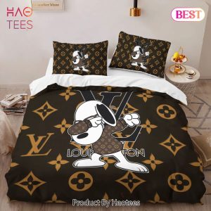 [SALE] Louis Vuitton Dabbing Snoopy Luxury Brand Bedding Set Bedspread Duvet Cover Set Home Decor