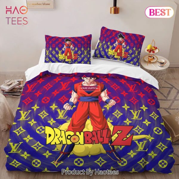 [SALE] Louis Vuitton Dragon Ball Hot Luxury Logo Brand Bedding Set Bedspread Duvet Cover Set Home Decor