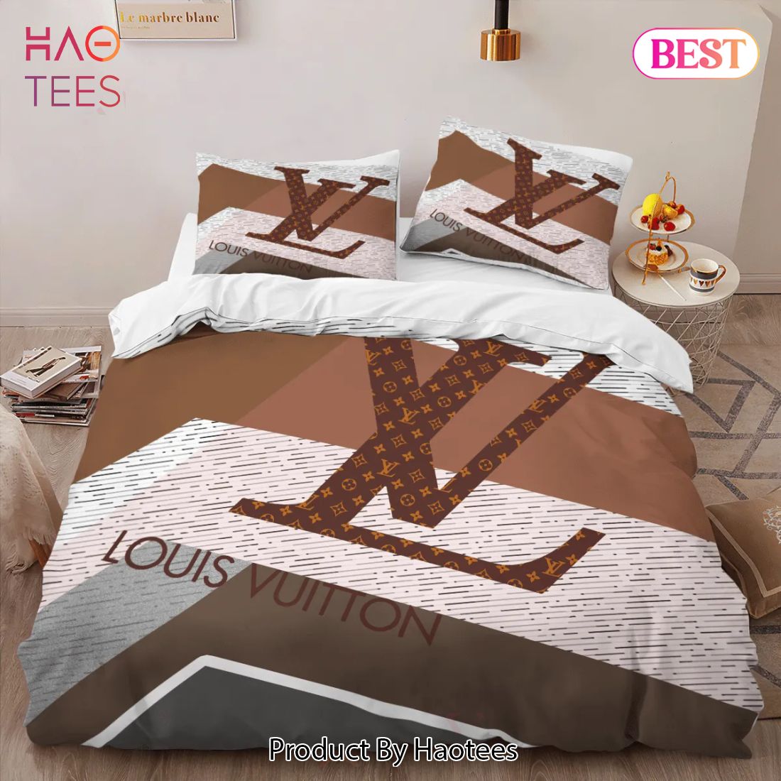 [SALE] Louis Vuitton Fashion Logo Limited Luxury Brand Bedding Set Duvet Cover Home Decor Luxury Store