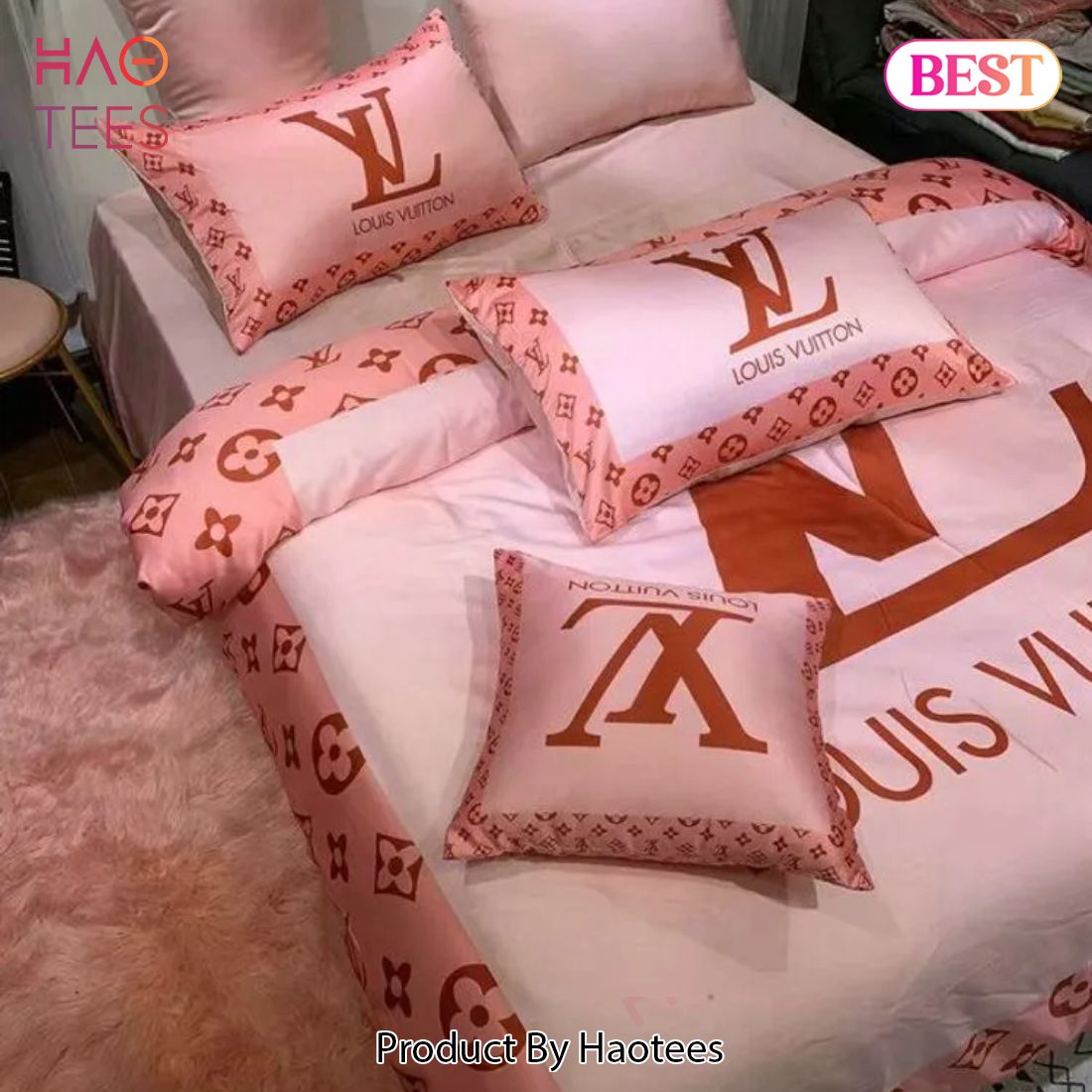 [SALE] Louis Vuitton Pinky Luxury Brand Bedding Set Bedspread Duvet Cover Set Home Decor Luxury Store