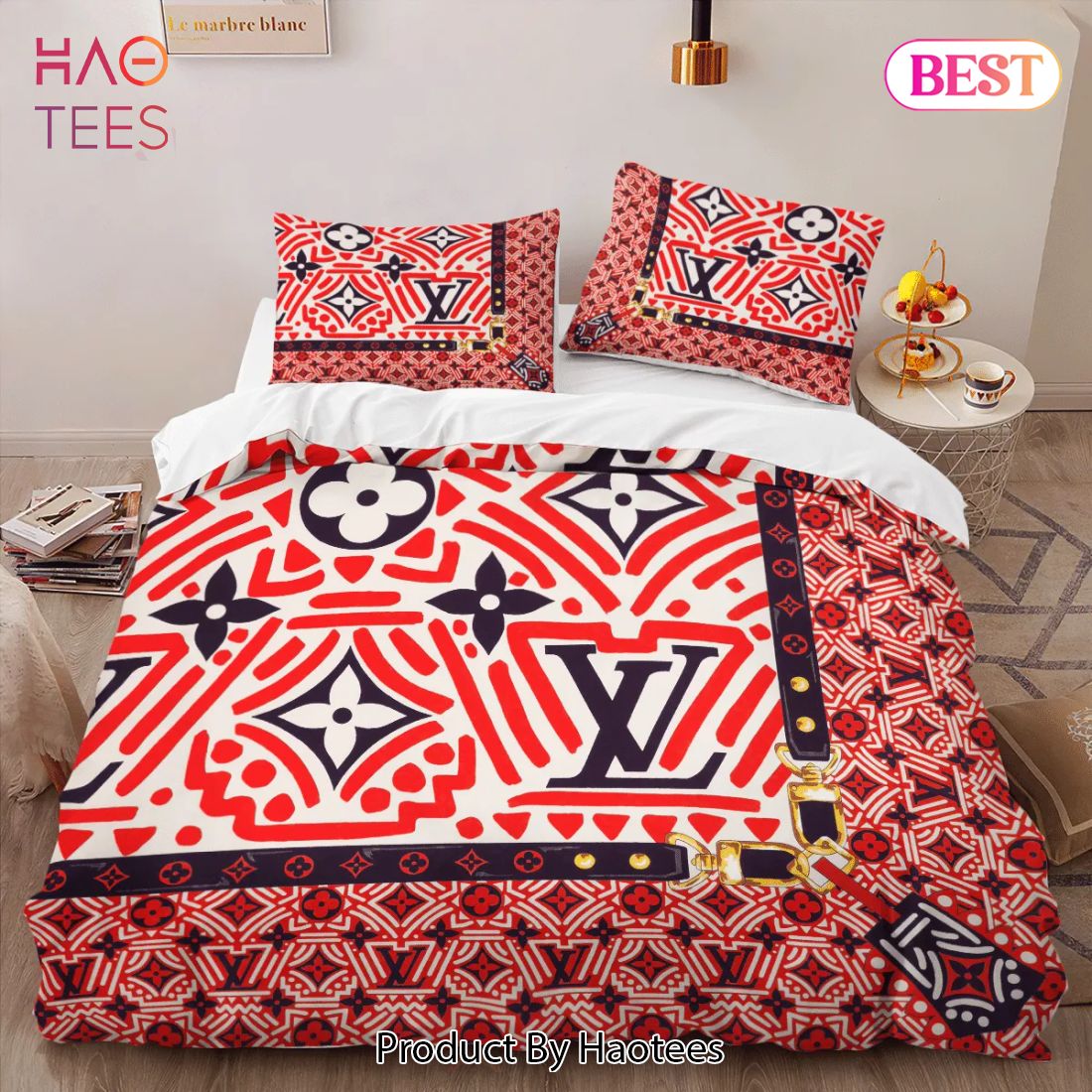 [SALE] Louis Vuitton Red Colorful Luxury Brand High-End Bedding Set LV Home Decor Luxury Store