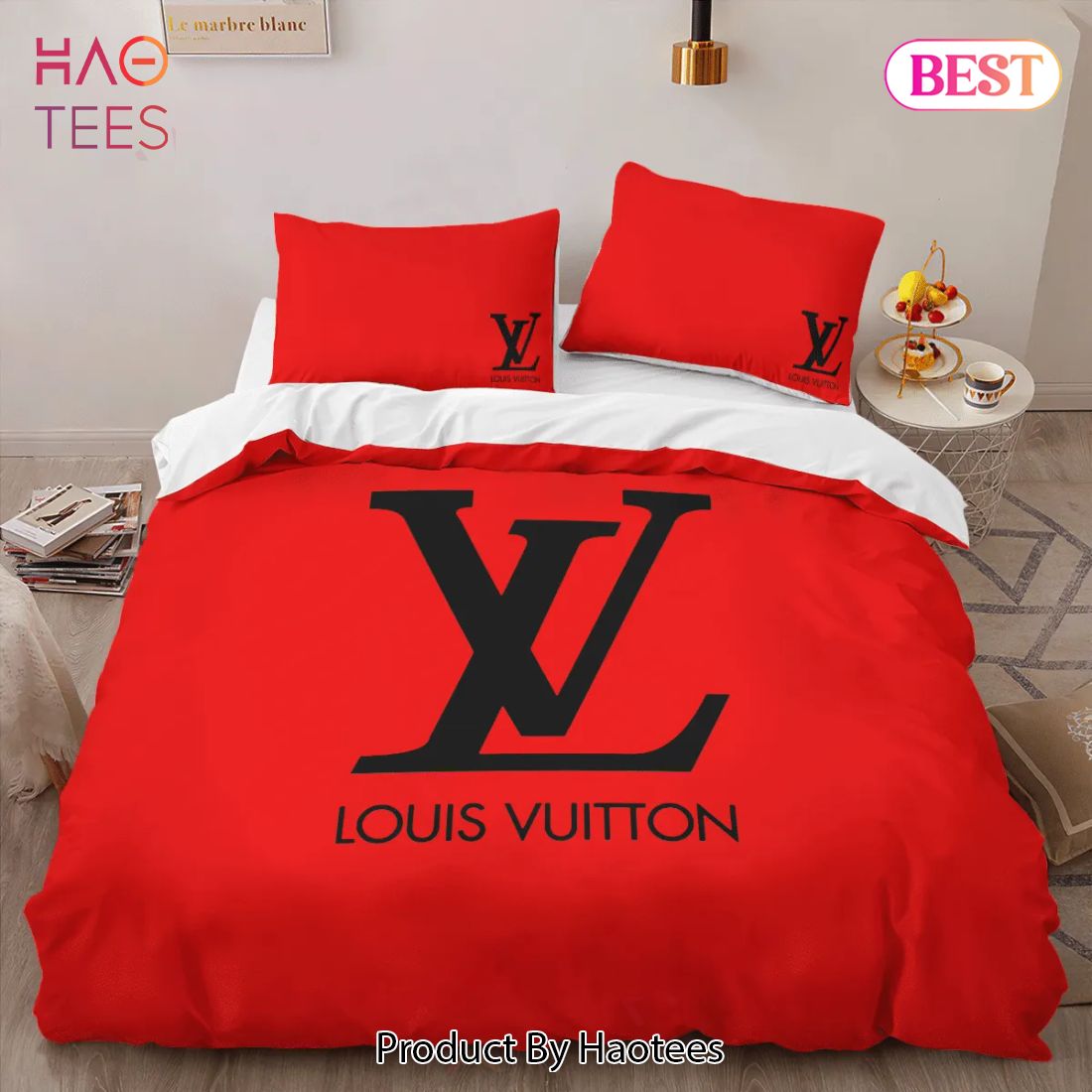 SALE] Louis Vuitton Red Luxury Brand High-End Bedding Set LV Home Decor