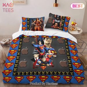 [SALE] Louis Vuitton Superman Logo Edition Luxury Brand High-End Bedding Set LV Home Decor