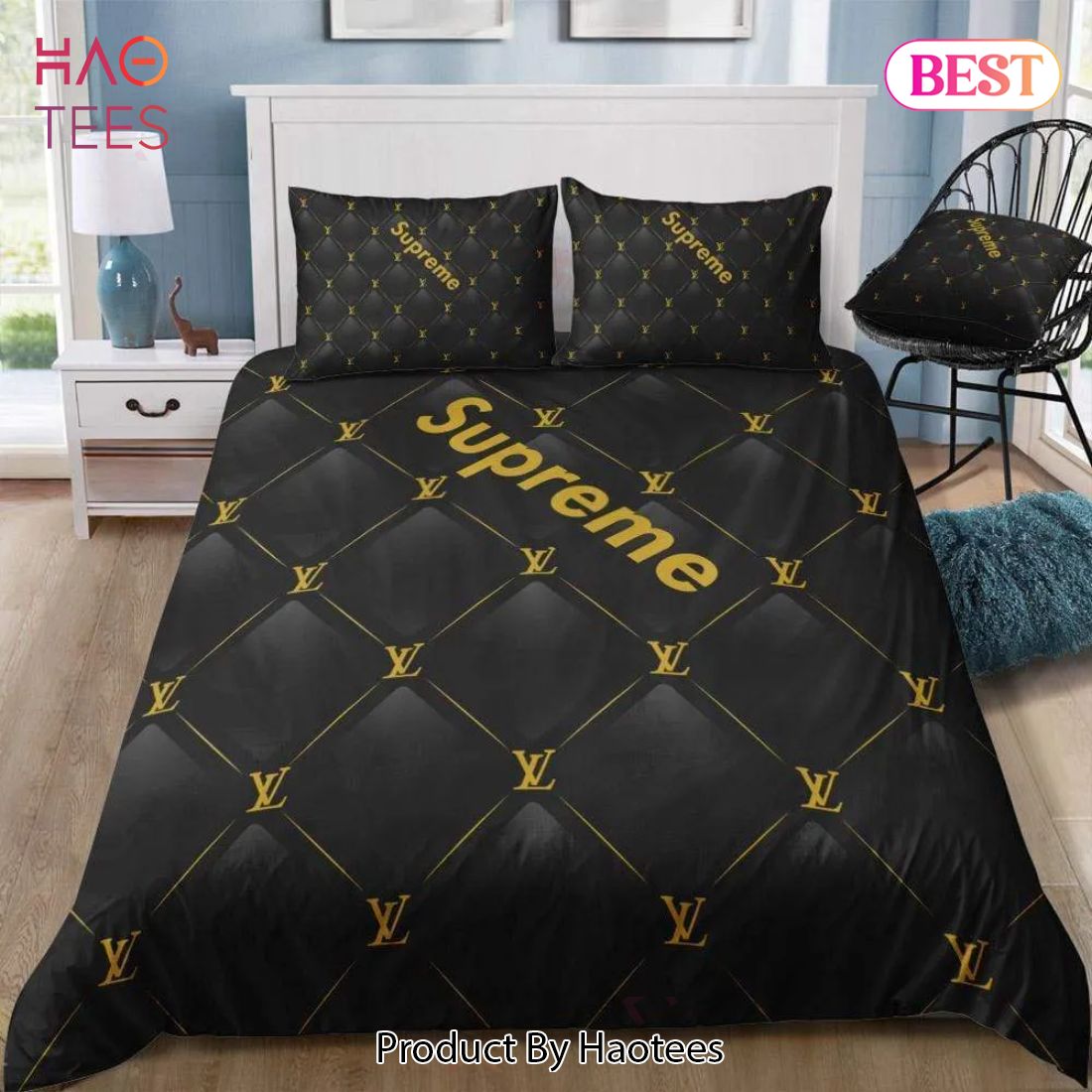 Louis Vuitton Luxury Brand Bedding Set Bedspread Duvet Cover Set Home Decor  in 2023