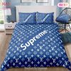 [SALE] Louis Vuitton Supreme Blue Luxury Premium Bedding Set Home Decor