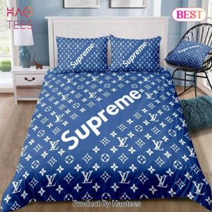 [SALE] Louis Vuitton Supreme Blue Luxury Premium Bedding Set Home Decor