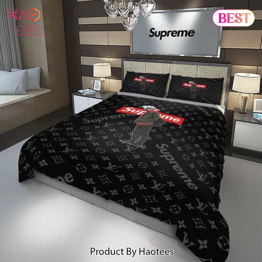 [SALE] Louis Vuitton Supreme Brand Tokyo Luxury Brand Bedding Set Duvet Cover Bedspread Home Decor Luxury Store