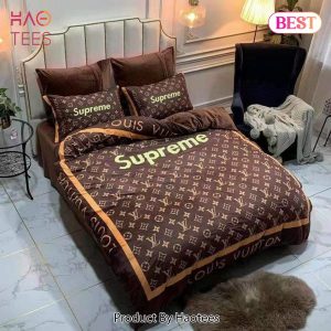 [SALE] Louis Vuitton Supreme Brown Fashion Luxury Brand Bedding Set Home Decor