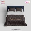 [SALE] Louis Vuitton Supreme Brown Logo Fashion Luxury Brand Bedding Set Home Decor