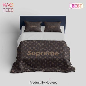 [SALE] Louis Vuitton Supreme Brown Logo Fashion Luxury Brand Premium Bedding Set Home Decor