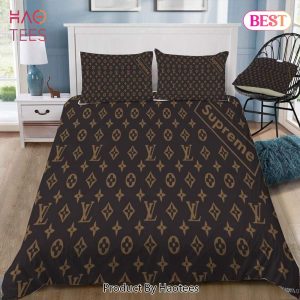 [SALE] Louis Vuitton Supreme Brown Luxury Premium Bedding Set Home Decor