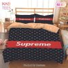 [SALE] Louis Vuitton Supreme Grey Luxury Brand Logo Premium Bedding Set Home Decor