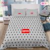 [SALE] Louis Vuitton Supreme Light Grey Luxury Brand Logo Premium Bedding Set Home Decor
