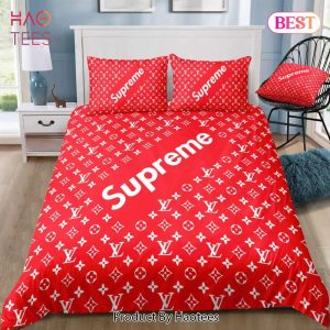 [SALE] Louis Vuitton Supreme Logo Hot Luxury Brand Bedding Set Bedspread Duvet Cover Set Home Decor