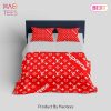 [SALE] Louis Vuitton Supreme Red Fashion Logo Luxury Brand Premium Bedding Set Home Decor