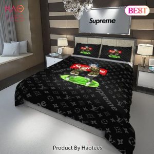 [SALE] Louis Vuitton Supreme Rick And Morty Luxury Brand High-End Bedding Set Home Decor