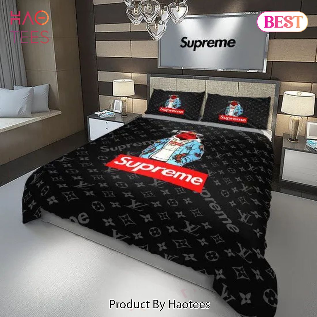 [SALE] Louis Vuitton Supreme Stormtrooper Luxury Brand Bedding Set Duvet Cover Bedspread Home Decor Luxury Store