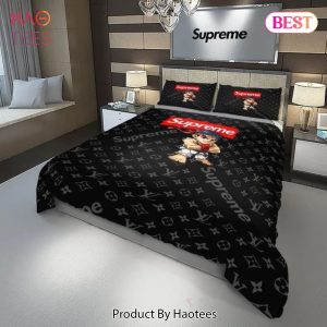 [SALE] Louis Vuitton Supreme Street Fighter Black Luxury Brand Bedding Set Duvet Cover Home Decor Special Gift