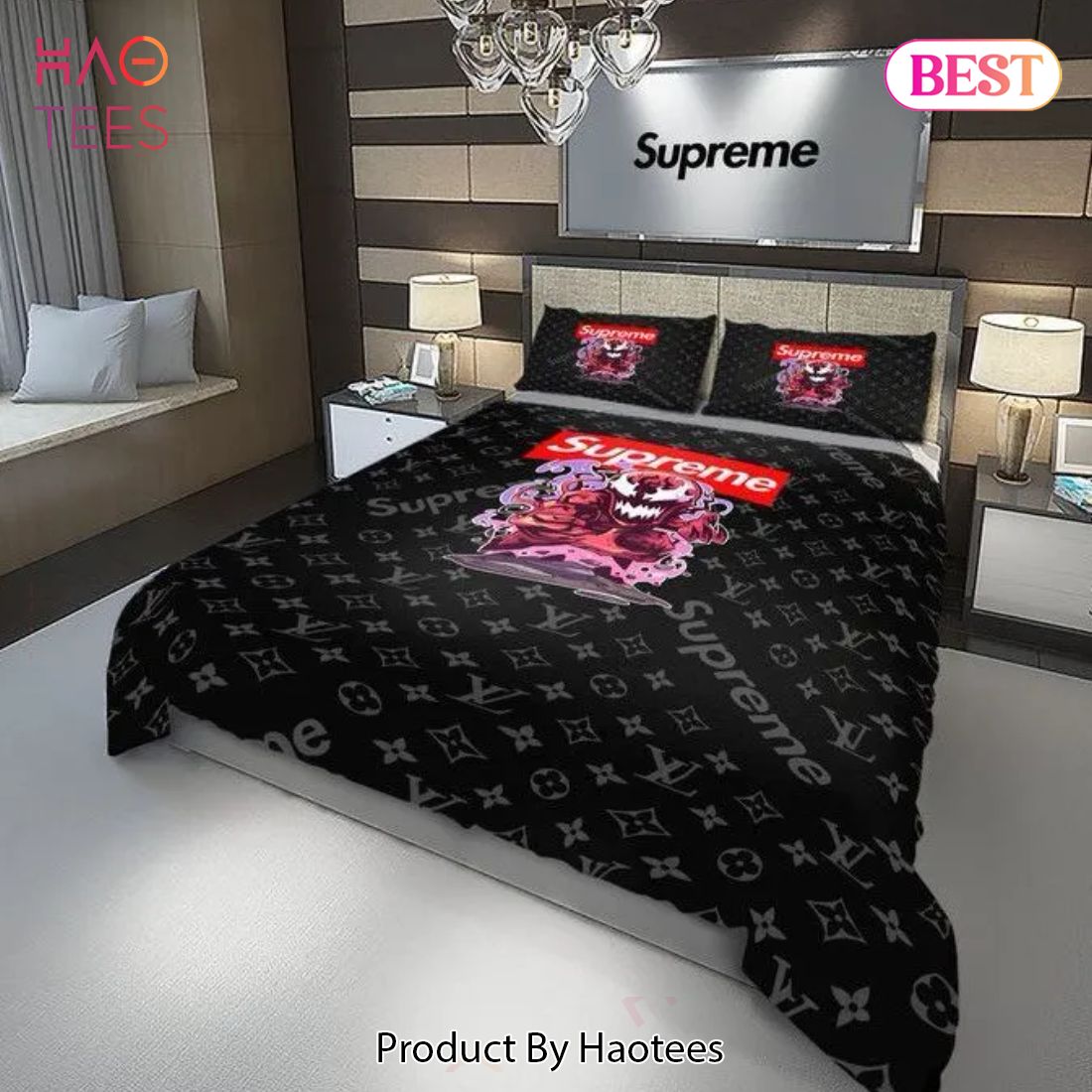 [SALE] Louis Vuitton Supreme Venom Luxury Brand Bedding Set Duvet Cover Bedspread Home Decor Luxury Store