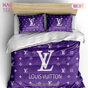 [SALE] Louis Vuitton Violet Luxury Brand Fashion Bedding Set Bedspread Duvet Cover Set