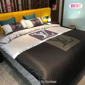 [SALE] Louis Vuitton White Brown Luxury Brand Bedding Set Duvet Cover Home Decor
