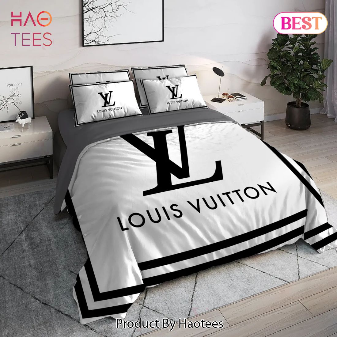 [SALE] Louis Vuitton White Luxury Brand High End Premium Bedding Set Home Decor Luxury Store